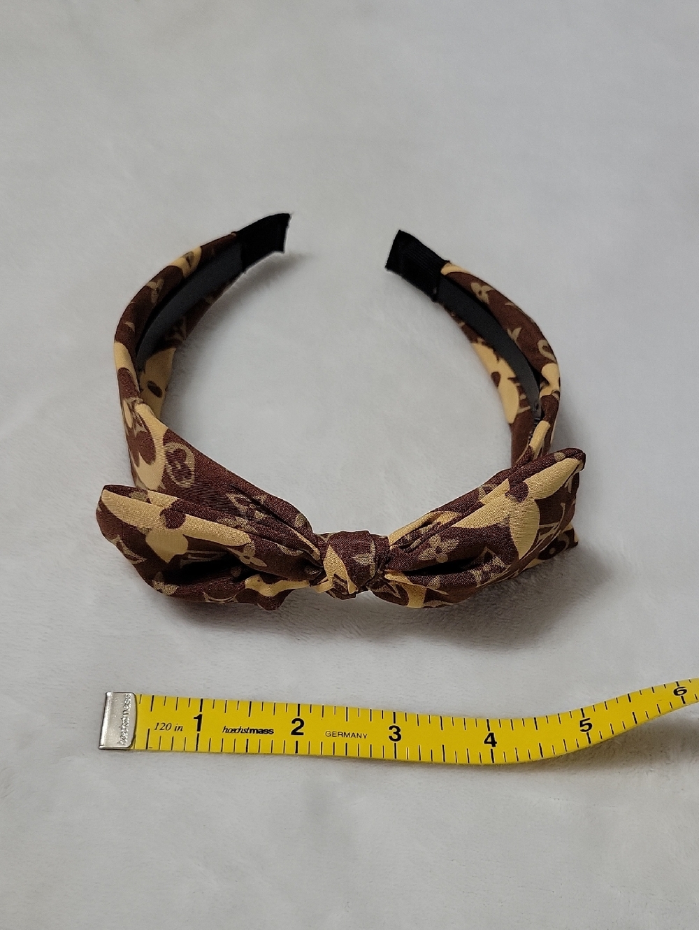 Louis Vuitton Brown and Cream Monogram Knot Headband with Bow